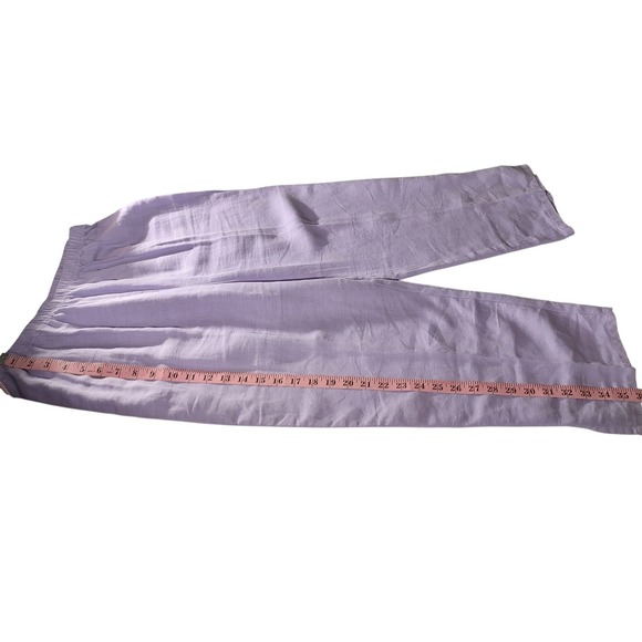 Russ Berens Linen Pants Lavender Pull On Elastic Waist Made In USA Womens Medium - Picture 9 of 10